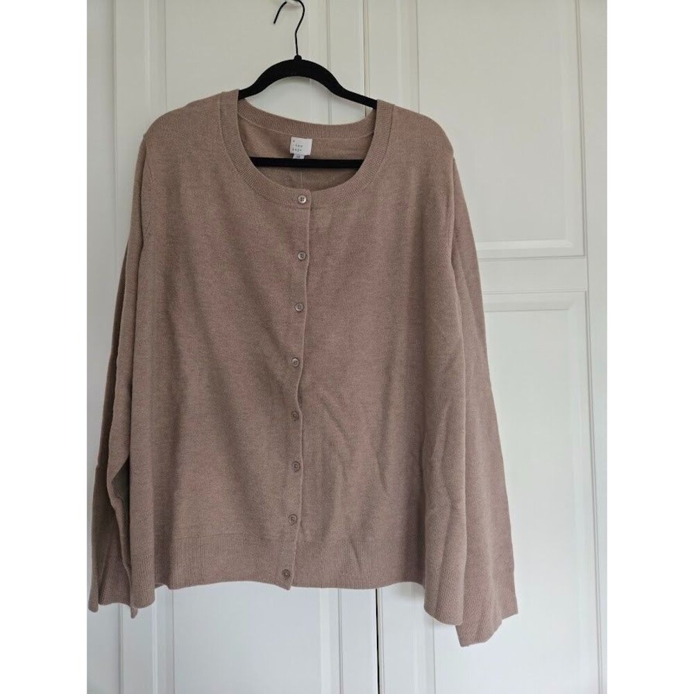 A New Day Button Front Cardigan - Light Brown - Womens 3X - NEW - Picture 2 of 4